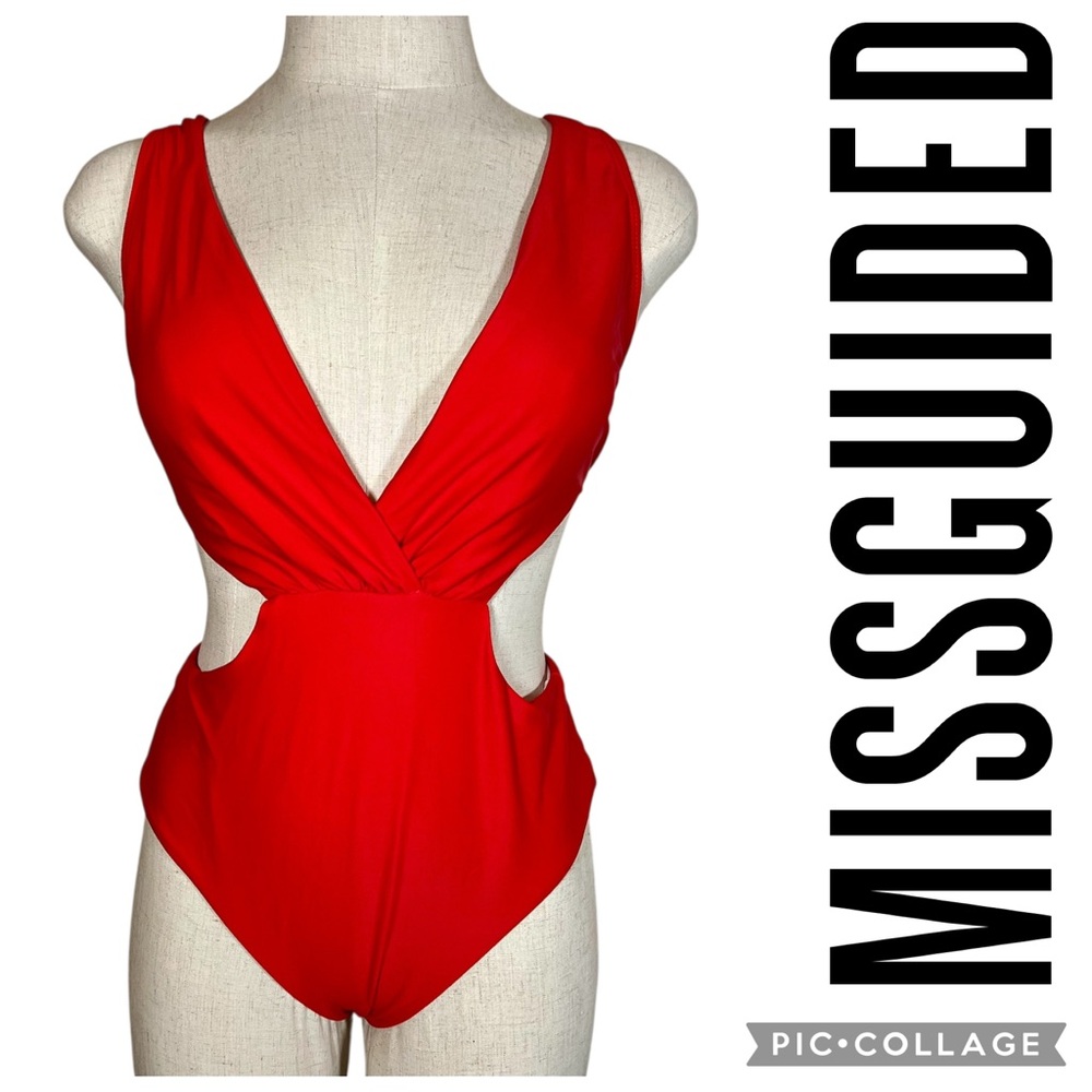 Missguided Red Swimsuit